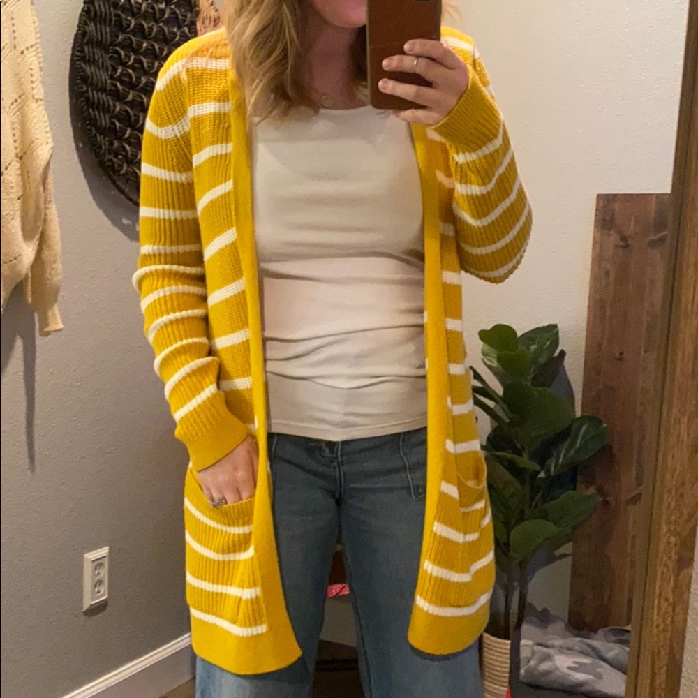 Old Navy yellow striped cardigan